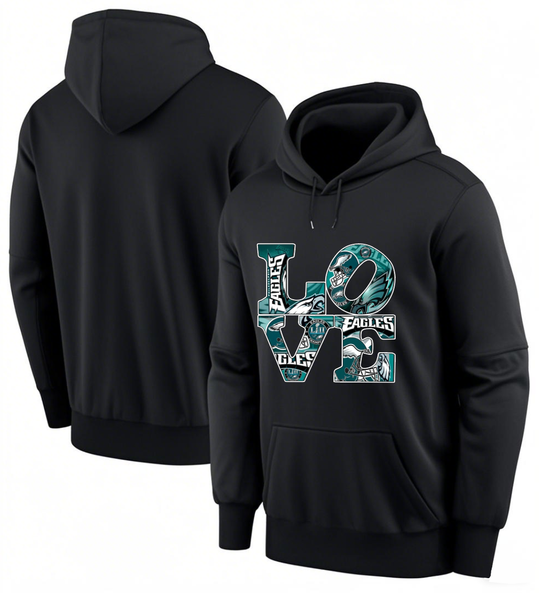 Men 2025 Philadelphia Eagles black hoodie style 1->philadelphia eagles->NFL Jersey